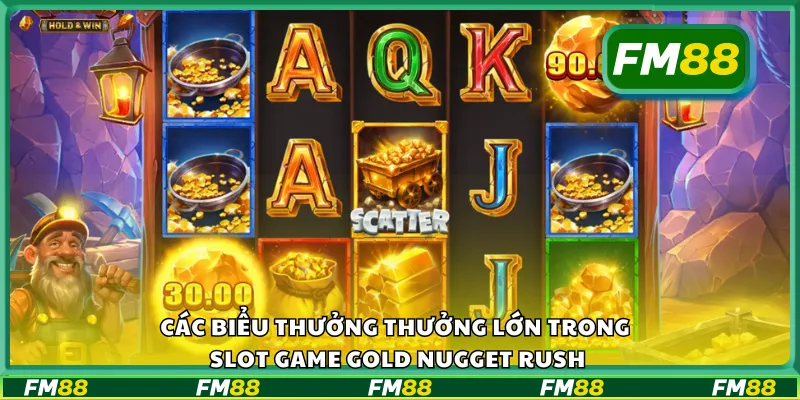 Các biểu thưởng thưởng lớn trong slot game Gold Nugget Rush