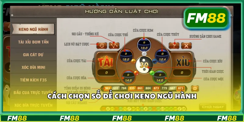 Cách chọn số để chơi keno ngũ hành